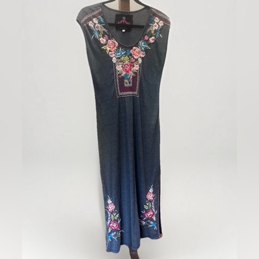 JW Los Angeles Johnny Was Embroidered Floral Maxi Dress